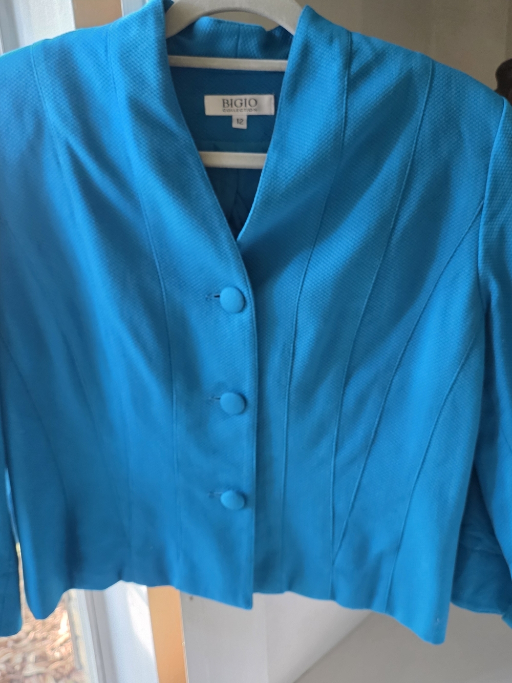 Bigio Vibrant Teal Tailored Button Jacket